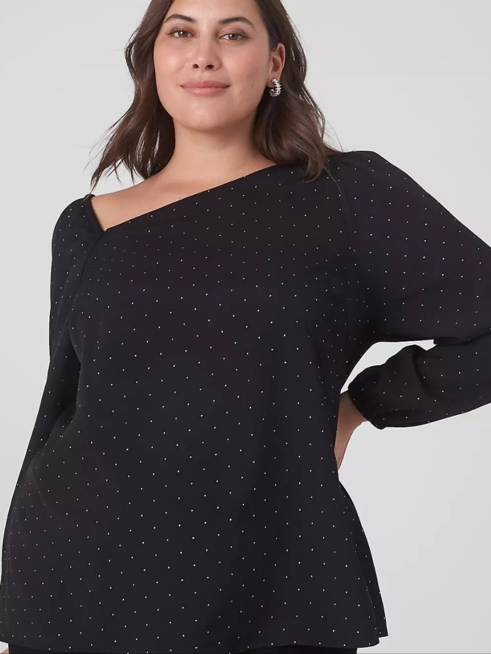 KANE BRYANT Asymmetrical Neck Line  Long Sleeve Polka Dot Top  Blouse Sz 20 Nwt